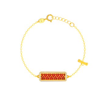 Amelia Large Rectangle Two Faced Bracelet With Single T Bar In 18K Yellow Gold  