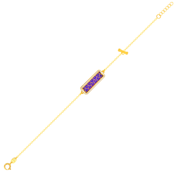 Amelia Large Rectangle Two Faced Bracelet With Single T Bar In 18K Yellow Gold  