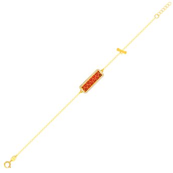 Amelia Large Rectangle Two Faced Bracelet With Single T Bar In 18K Yellow Gold  