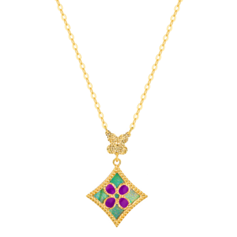 Amelia Versailles Garden Star Double Sided Necklace in 18K Yellow Gold