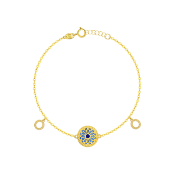 Amelia Athens 18k Yellow Gold Bracelet with Blue and White Mother of Pearl