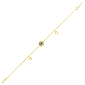 Amelia Athens 18k Yellow Gold Bracelet with Blue and White Mother of Pearl
