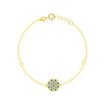 Amelia Madinah 18k Yellow Gold Sky Blue and White Mother of Pearl Bracelet