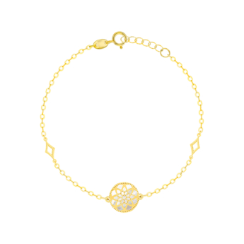 Amelia Madinah 18k Yellow Gold Sky Blue and White Mother of Pearl Bracelet
