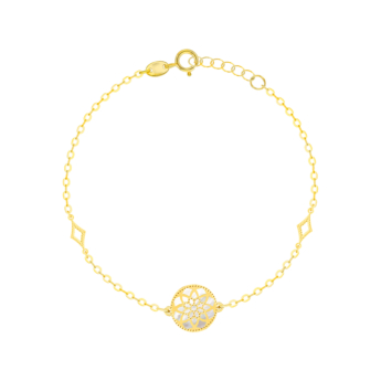 Amelia Madinah 18k Yellow Gold Emerald Green and White Mother of Pearl Bracelet