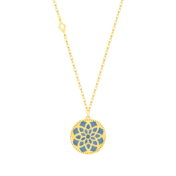 Amelia Madinah 18k Yellow Gold Sky Blue and White Mother of Pearl Necklace