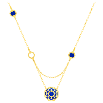Amelia Marrakesh 18k Yellow Gold Necklace with Blue and Green Mother of Pearl