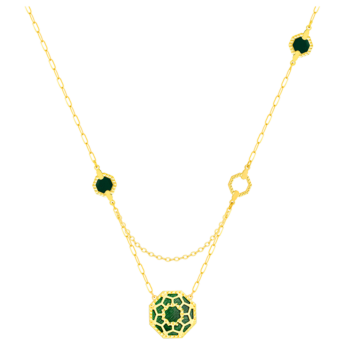 Amelia Marrakesh 18k Yellow Gold Necklace with Blue and Green Mother of Pearl