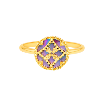 Amelia Versailles Single Motif Purple Mother Of Pearl in 18K Yellow Gold 