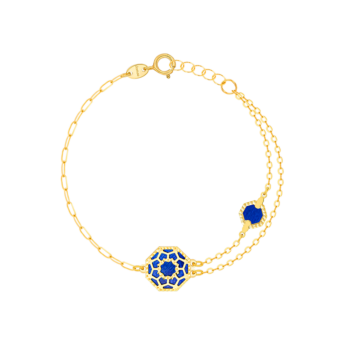 سوار أميليا مراكش من الذهب الأصفر عيار 18 قيراط مرصع بعرق اللؤلؤ الأخضر والأزرق