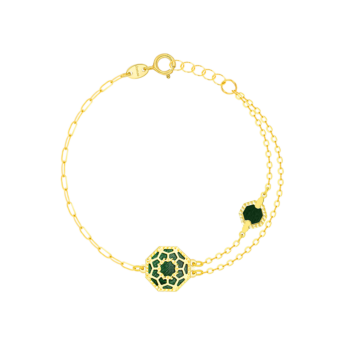 سوار أميليا مراكش من الذهب الأصفر عيار 18 قيراط مرصع بعرق اللؤلؤ الأخضر والأزرق