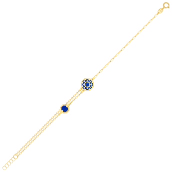 سوار أميليا مراكش من الذهب الأصفر عيار 18 قيراط مرصع بعرق اللؤلؤ الأخضر والأزرق