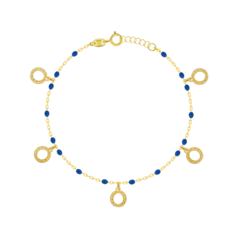 Amelia Athens 18k Yellow Gold Anklet with Blue and White Mother of Pearl