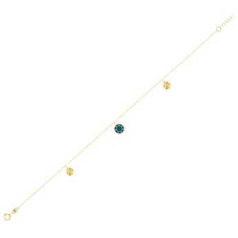 Amelia Roma Anklet in 18K Yellow Golf With Turquoise Blue Mother of Pearl 