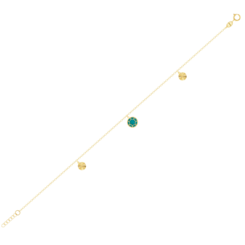Amelia Roma Anklet in 18K Yellow Golf With Turquoise Blue Mother of Pearl 
