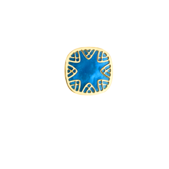 Amelia Magical Dusk Mother Of Pearl Big Square Stud Earrings in 18K Yellow Gold 