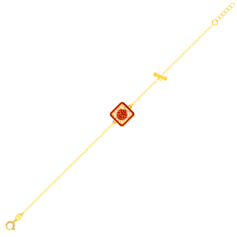 Amelia Tokyo Single T Bar Two Faced 18K Yellow Gold Bracelet 