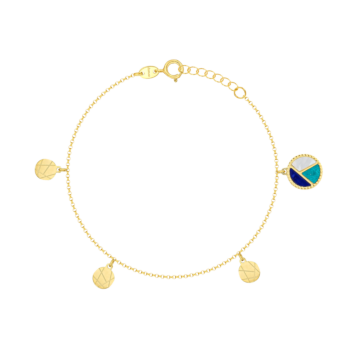 Amelia Barcelona 18k Yellow Gold and Coloured Mother of Pearl Anklet