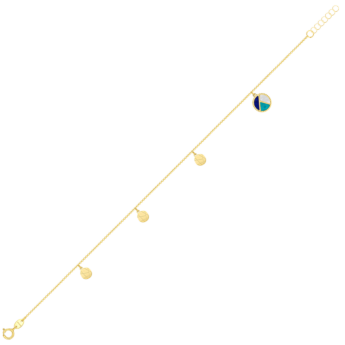 Amelia Barcelona 18k Yellow Gold and Coloured Mother of Pearl Anklet