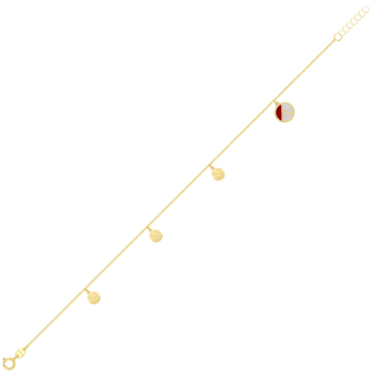 Amelia Barcelona 18k Yellow Gold and Coloured Mother of Pearl Anklet