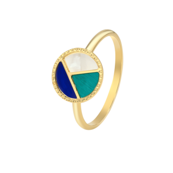 Amelia Barcelona 18k Yellow Gold and Coloured Mother of Pearl Ring