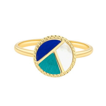 Amelia Barcelona 18k Yellow Gold and Coloured Mother of Pearl Ring