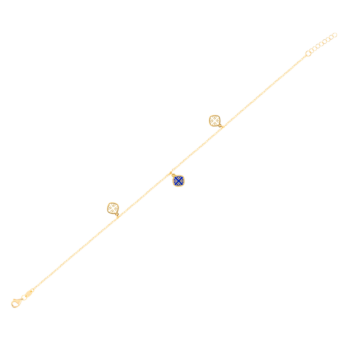 Amelia España Coloured Mother Of Pearl Anklet Three Motifs in 18K Yellow Gold 