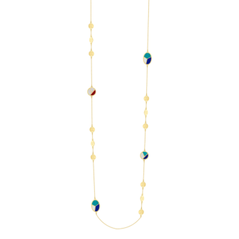 Amelia Barcelona 18k Yellow Gold and Coloured Mother of Pearl Long Necklace