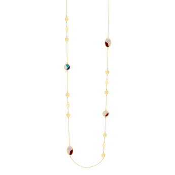 Amelia Barcelona 18k Yellow Gold and Coloured Mother of Pearl Long Necklace