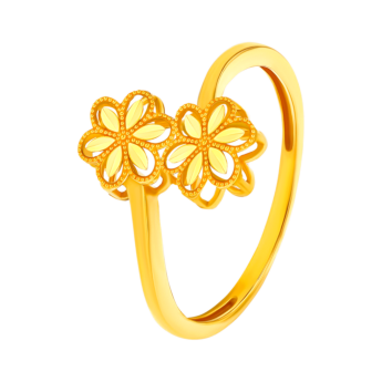 Anmol Floret Double Motif Spiral Ring in 21K Yellow Gold 