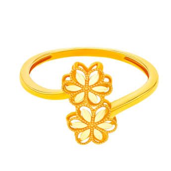 Anmol Floret Double Motif Spiral Ring in 21K Yellow Gold 