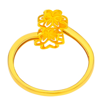 Anmol Floret Double Motif Spiral Ring in 21K Yellow Gold 