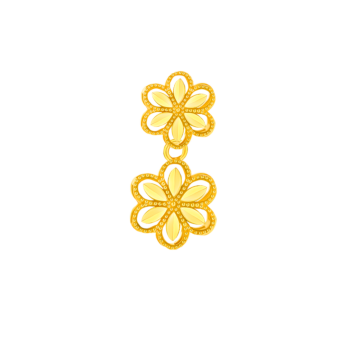 Anmol Floret Double Motif Drop Earrings in 21K Yellow Gold 
