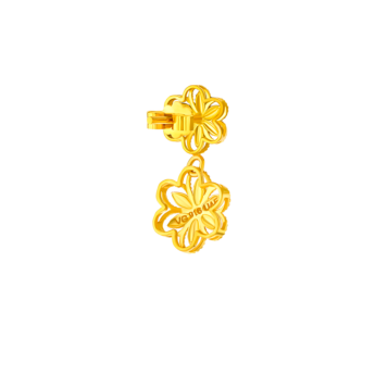 Anmol Floret Double Motif Drop Earrings in 21K Yellow Gold 