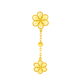 Anmol Floret Big/Small Double Motif Drop Earrings in 21K Yellow Gold 