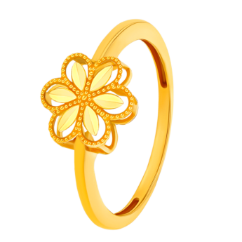 Anmol Floret Single Motif Small Ring in 21K Yellow Gold 