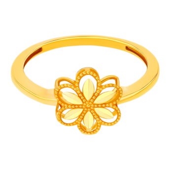 Anmol Floret Single Motif Medium Ring in 21K Yellow Gold 