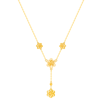 Anmol Floret Multiple Motif Y Necklace in 21K Yellow Gold 