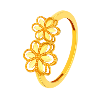 Anmol Floret Double Motif Ring in 21K Yellow Gold