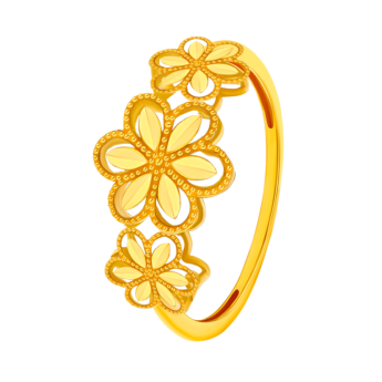 Anmol Floret Trio Motif Small Ring in 21K Yellow Gold 