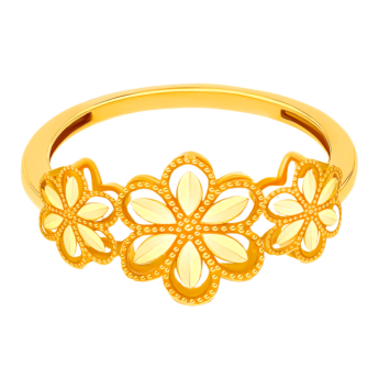 Anmol Floret Trio Motif Small Ring in 21K Yellow Gold 