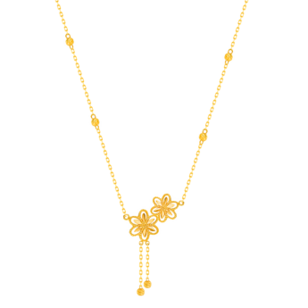 Anmol Floret Double Motif Y Necklace in 21K Yellow Gold 