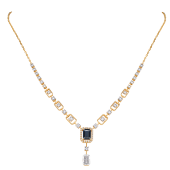 Ananya 18k Yellow Gold Diamond and Blue Sapphire Necklace & Earrings Set  