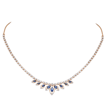 Ananya 18k Rose Gold Diamond and Blue Sapphire Necklace & Earrings Set  