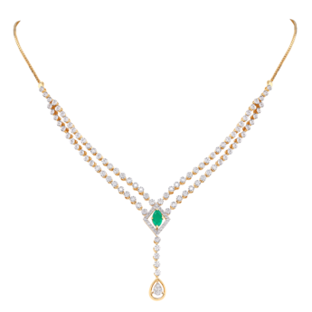 Ananya 18k Yellow Gold Diamond and Emerald Necklace & Earrings Set  
