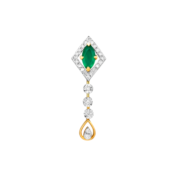 Ananya 18k Yellow Gold Diamond and Emerald Necklace & Earrings Set  