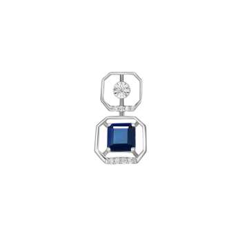 Ananya 18k White Gold Diamond and Blue Sapphire Necklace & Earrings Set  