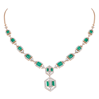 Ananya 18k Yellow Gold Diamond and Green Onyx Necklace & Earrings Set 