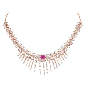 Ananya 18k Rose Gold Diamond and Rhodolite Necklace & Earrings Set 