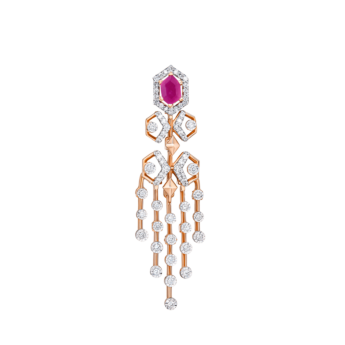 Ananya 18k Rose Gold Diamond and Rhodolite Necklace & Earrings Set 